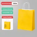 Sac shopping en papier kraft jaune épais avec poignées en corde blanche pour commerce - Jaune ; Impression Verticale Format Moyen 21 X 11 X 27 Cm