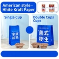 Blue kraft paper coffee carrier bags in single and double cup sizes with handles - American Style; Single Cup Bag 13*10*27