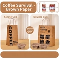 Brown kraft paper coffee take-out bag with single and double cup holder specifications - 13*10*27 / Coffee Theme Single Cup Bag
