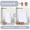Sac en papier kraft blanc pour café à emporter avec porte-gobelets pour une ou deux tasses - Tout Est Ok ; Sachet Individuel 13*10*27