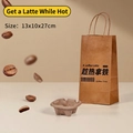 Brown kraft paper takeaway bag with coffee motif and cup holder, size 13x10x27cm - Hot Latte; Single Cup Bag 13*10*27
