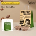 Custom brown and green kraft paper coffee bag with a recycled cup holder tray - Coffee Freedom; Double Cup Bag 21*11*27