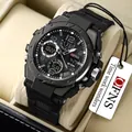 Montre sport OFNS étanche à double affichage avec bracelet noir et boîtier gris foncé - S6008 Noir (OFNS)