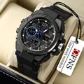 Montre sport OFNS noire à double affichage avec bracelet en caoutchouc étanche - S6008 Noir Bleu (OFNS)