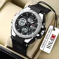 Montre de sport SANDA à double affichage avec lunette en argent et bracelet noir - S6008 Noir Argent (OFNS)