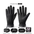 Waterproof black winter ski gloves with touch screen fingers and fleece lining for warmth - M / Black