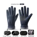 Navy blue thermal ski gloves with touchscreen fingertips and waterproof padded fleece - M / Blue