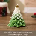 Green and white gradient Christmas tree candle with gold bell and forest moss scent - Olive Green Gradient / Forest Moss
