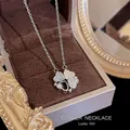 Elegante collana a quadrifoglio in acciaio al titanio argento con ciondoli a cuore - Stile quadrifoglio (X213) / Argento