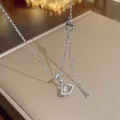 Elegante collana in acciaio al titanio argento con ciondolo a gonna tempestato di cristalli - Stile a Forma di Ventaglio a Gonna (X197) / Argento