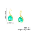 Elegant gold drop earrings with green pear-cut stones and cubic zirconia detailing - 16K Gold Plated Cyan Blue