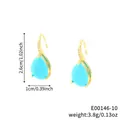 French style gold plated drop earrings with micro-pave crystals and blue turquoise - 16K Gold Plated Blue
