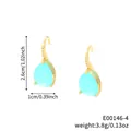 French style gold-plated drop earrings featuring light blue pear-cut pavé zircons - 16K Gold Plated Blue White