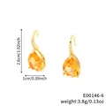 Golden drop earrings with orange pear-cut zircon and micro-pave white stones - 16K Gold Plated Orange