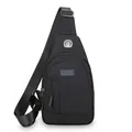 Schwarze Oxford-Brusttasche für Herren mit Sport-Logo und verstellbarem Schultergurt - Schwarz
