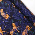 Roll of leopard print wrapping paper with tropical leaves on dark blue background - 50*70CM / Daily Series - Leopard Print