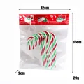 6er-Set Weihnachts-Acryl-Zuckerstangen mit rot-weiß-grünen Streifen als Anhänger - Klein / Beutelverpackung / Rot und Grün