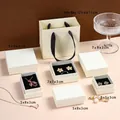 Multi-size almond beige jewelry packaging set including gift bags and boxes with velvet lining - Mori Velvet Paper Almond Rice; 5*8*3cm