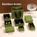 Bamboo green multifunctional jewelry gift box set with paper bags for rings and necklaces - Mori Velvet Paper Bamboo Green; 5*8*3cm