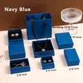 Navy blue multi-size jewelry box set with matching tote bag for necklaces and rings - Senrong Paper Navy Blue; 5*8*3cm