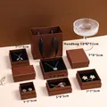 Multifunctional walnut brown jewelry box set with matching handbag and soft black lining - Mori Velvet Paper Walnut Brown; 5*5*3cm