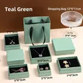 Azure Green jewelry packaging set with cardboard boxes and matching tote bag - Mori Paper Blue And Green; 5*8*3cm