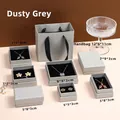 Dusty grey jewelry gift box set with matching paper bags and black velvet lining - Mori Velvet Paper Dusty Gray; 5*8*3cm