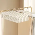 Cremeweiße beflockte Kleiderbügel mit rutschfester Samtoberfläche und Goldmetallhaken - Rutschfester Nahtloser Beflockter Stil / Standardtyp / Gebrochenes Weiß
