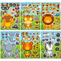 6-pack of children's DIY animal stickers featuring lion tiger and elephant themes - Animal Style (T01043406)