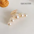 Elegant large champagne hair claw clip with faux pearls and size 4x10cm dimensions - Large Pearl Claw Clip (31#)