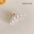Elegant mini transparent resin hair claw clip with white pearls sized 2x4.5cm - Small Artificial Pearl Claw Clip (33#)