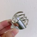 Polished silver metal hair claw clip with large hollow teeth for women's hairstyle - Silver Ponytail Claw Clip (48#)
