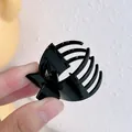 Glossy black camellia hair claw clip with geometric bow design for elegant women styling - Black Ponytail Claw Clip (49#)