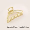 Golden metal hair claw clip with matte finish, sizing at 7.5cm long and 3.7cm high - Medium Matte Gold Semicircle Claw Clip (68#)