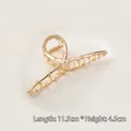 Bamboo style gold metal hair claw clip with glossy finish, size L 11.5cm by H 4.5cm - Large Bamboo Cross Claw Clip (71#)