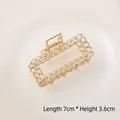 Golden hollow rectangular metal hair claw clip with chain design 7cm length - Square Chain Claw Clip (73#)