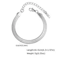 Bracciale a catena piatta a serpente dorata in acciaio inossidabile con chiusura a moschettone - Extra Largo (6mm) 16+5cm / Color Acciaio