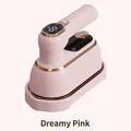 Portable handheld steam iron in dreamy pink finish with digital display and charging base - EU Plug / Dreamy Pink