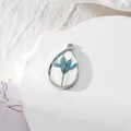 Ciondolo a goccia in resina fatto a mano con vero fiore secco blu e cornice in argento - Fiore Blu