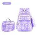 Purple galaxy print school backpack set with heart-shaped zippers and lunch bag - Purple Gradient Starry Style (Stars)