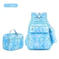 Sky blue 3-piece backpack set for girls featuring white stars and heart-shaped zippers - Blue Gradient Starry Style (Stars)