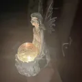 Solar flower fairy garden statue with glowing warm light cracked glass ball - Flower Fairy Glass Ball