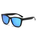 Gafas de sol cuadradas polarizadas con montura negra brillante y lentes de espejo azul - Montura Negra / Espejo Azul Hielo