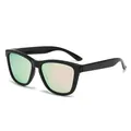 Gafas de sol retro polarizadas con montura negra y lentes degradadas verde-rosa - Montura Negra Espejo Rosa