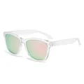 Polarized sunglasses with transparent frames and colorful square gradient lenses - Transparent Frame Pink Mirror Lens (8590)