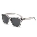 Retro polarized sunglasses with transparent grey frame and dark lenses for men and women - Transparent Gray Frame Gray Lens (8S80)