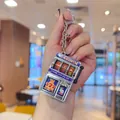 Mini silver slot machine keychain with a functional lever and lucky 777 casino design - Modern Style / Silver