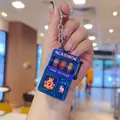 Retro blue plated slot machine keychain with metal hook and casino gaming patterns - Modern Style / Blue