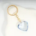 Light blue heart-shaped acrylic crystal keychain with a gold finish metal ring - Sky Blue / Gold
