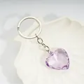 Purple heart crystal keychain with multi-faceted cut finish and silver metal ring - Light Purple / Silver
